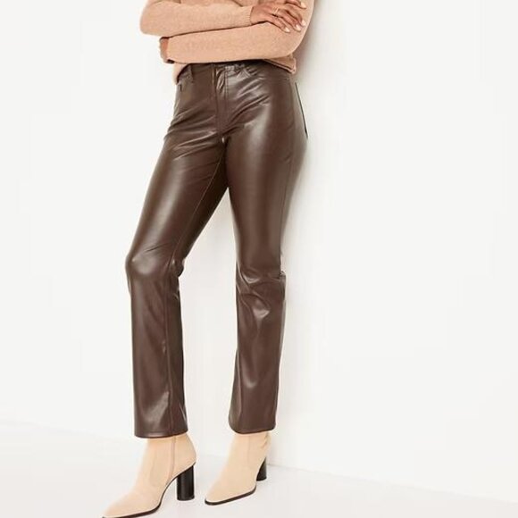 NWT Old Navy High-Waisted Faux-Leather Boot-Cut Ankle Pants - Picture 4 of 4